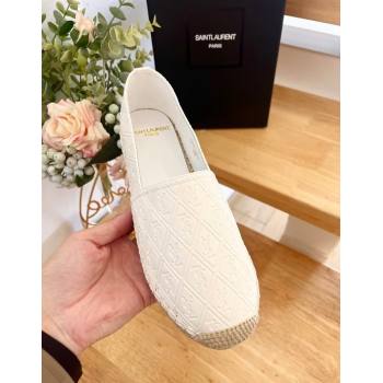 Saint Laurent YSL Allover Leather Espadrilles Flat White 2024 1226 (HB-241226057)