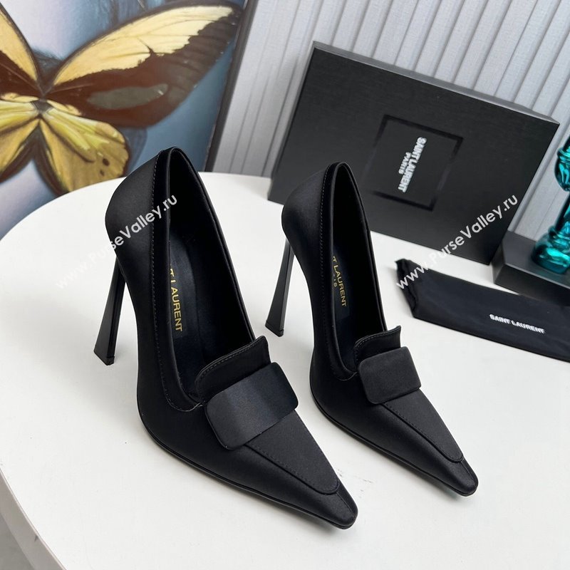 Saint Laurent DORSAY High Heel Pumps 11cm in Satin Black 2024 1226 (MD-241226097)