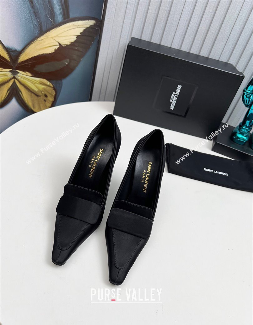 Saint Laurent DORSAY High Heel Pumps 11cm in Satin Black 2024 1226 (MD-241226097)