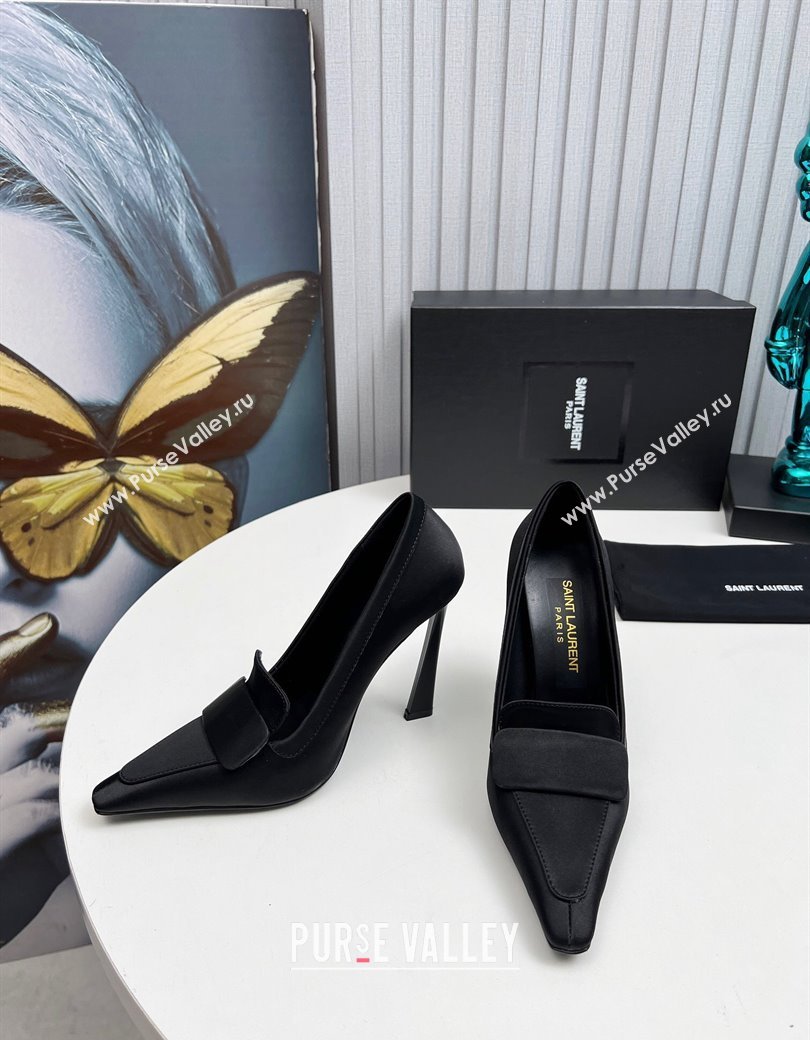 Saint Laurent DORSAY High Heel Pumps 11cm in Satin Black 2024 1226 (MD-241226097)