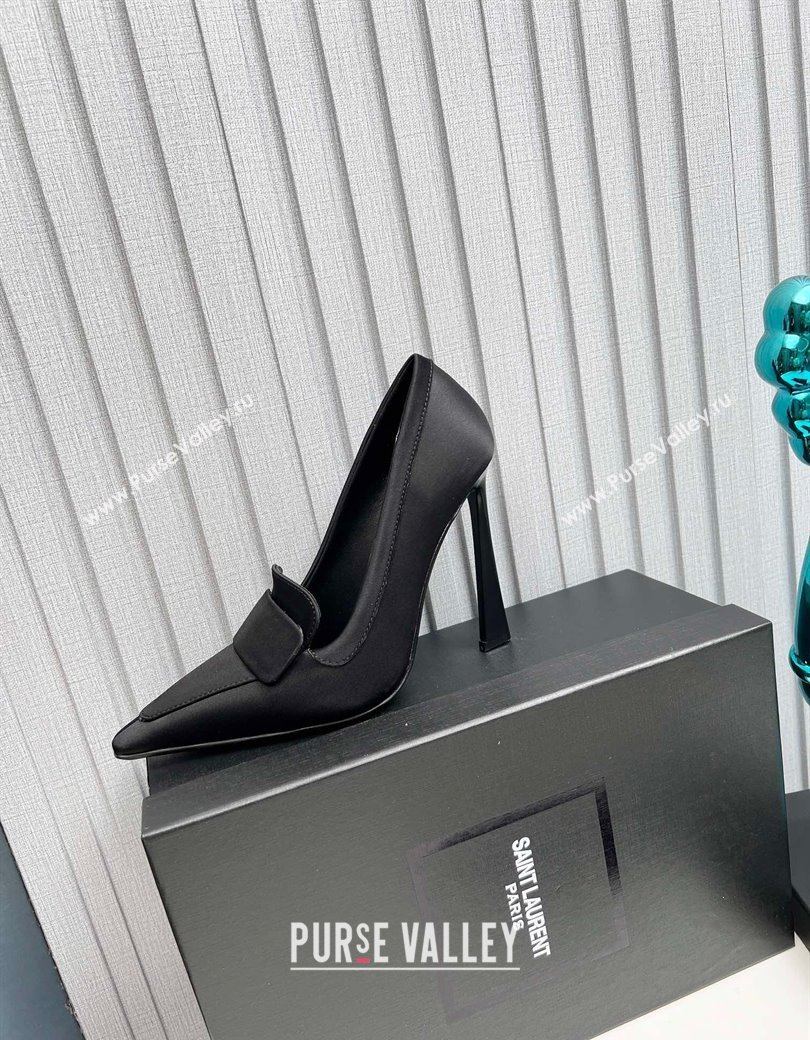 Saint Laurent DORSAY High Heel Pumps 11cm in Satin Black 2024 1226 (MD-241226097)