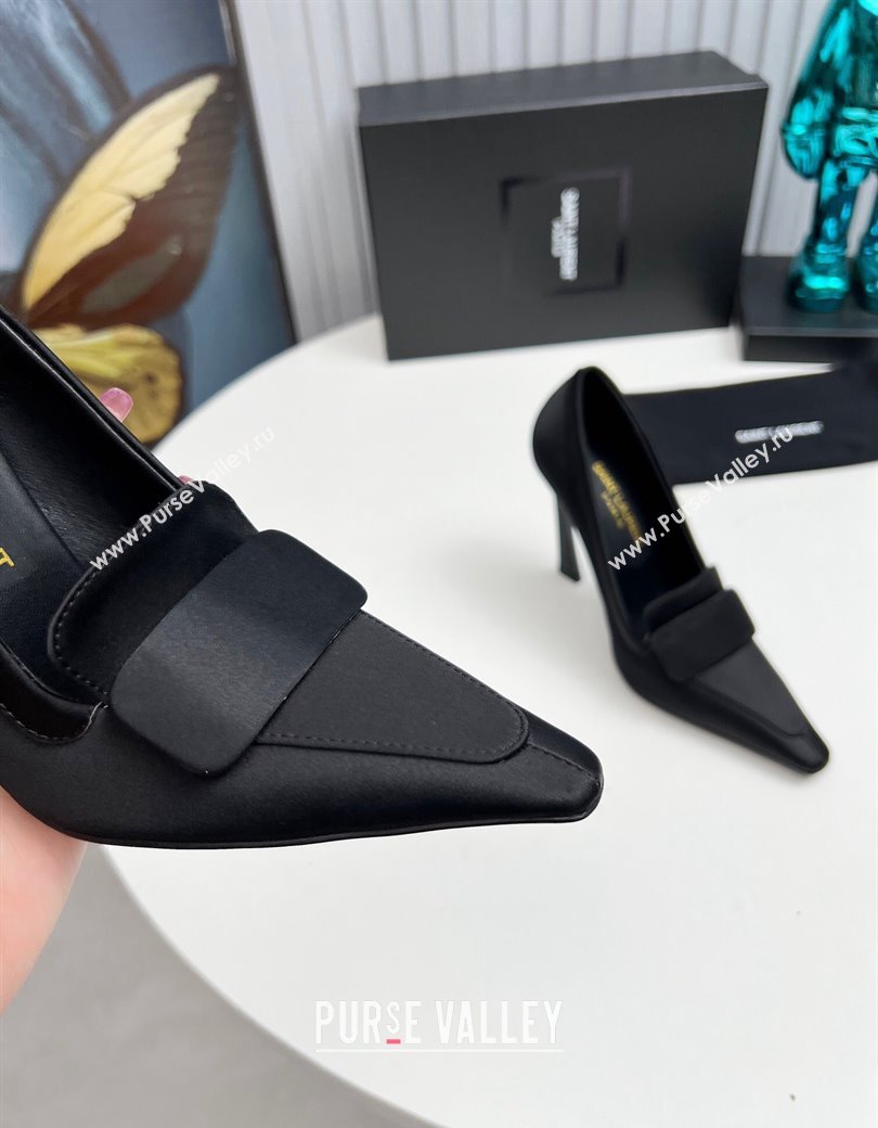 Saint Laurent DORSAY High Heel Pumps 11cm in Satin Black 2024 1226 (MD-241226097)