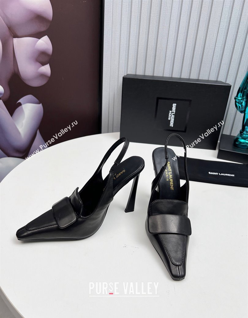 Saint Laurent DORSAY Slingback Pumps 11cm in Calfskin Leather Black 2024 1226 (MD-241226099)