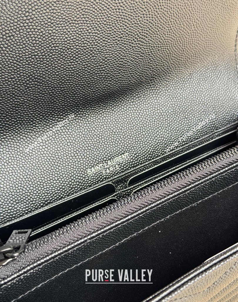 Saint Laurent Envelope Flap Long Wallet in Grained Leather All Black 2025 437469 (YY-250409051)