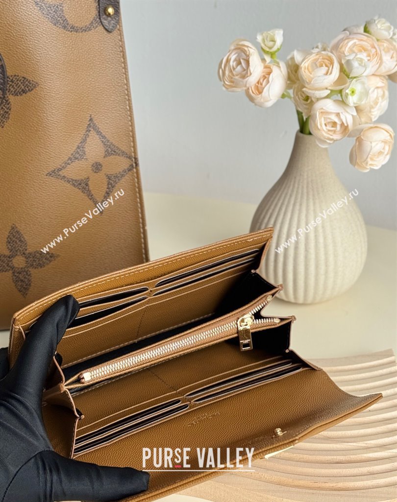 Saint Laurent Envelope Flap Long Wallet in Grained Leather Brown 2025 437469 (YY-250409052)