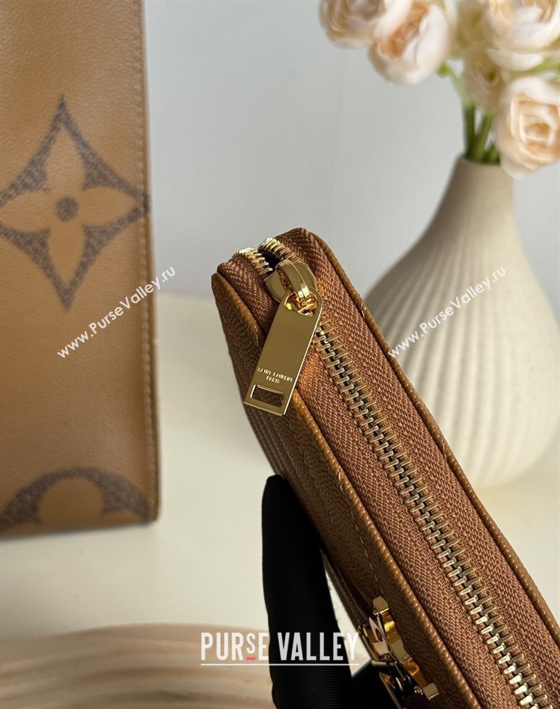 Saint Laurent Cassandre Matelasse Zip Around Wallet in Grained Leather 358094 Brown 2025 (YY-250409064)