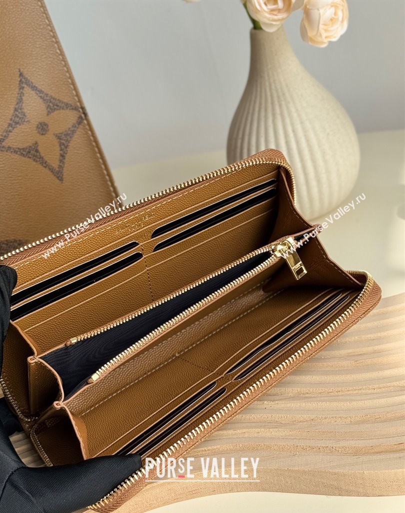Saint Laurent Cassandre Matelasse Zip Around Wallet in Grained Leather 358094 Brown 2025 (YY-250409064)