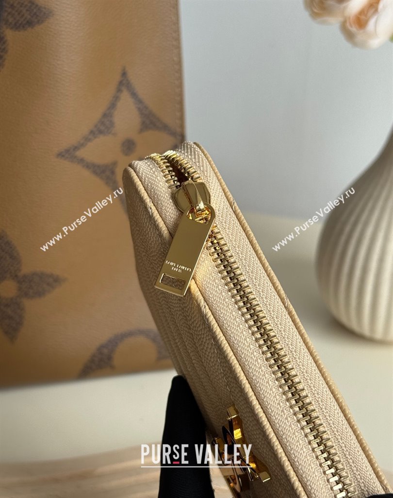 Saint Laurent Cassandre Matelasse Zip Around Wallet in Grained Leather 358094 Beige 2025 (YY-250409065)