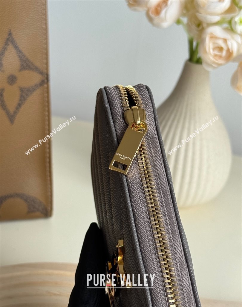 Saint Laurent Cassandre Matelasse Zip Around Wallet in Grained Leather 358094 Grey 2025 (YY-250409066)