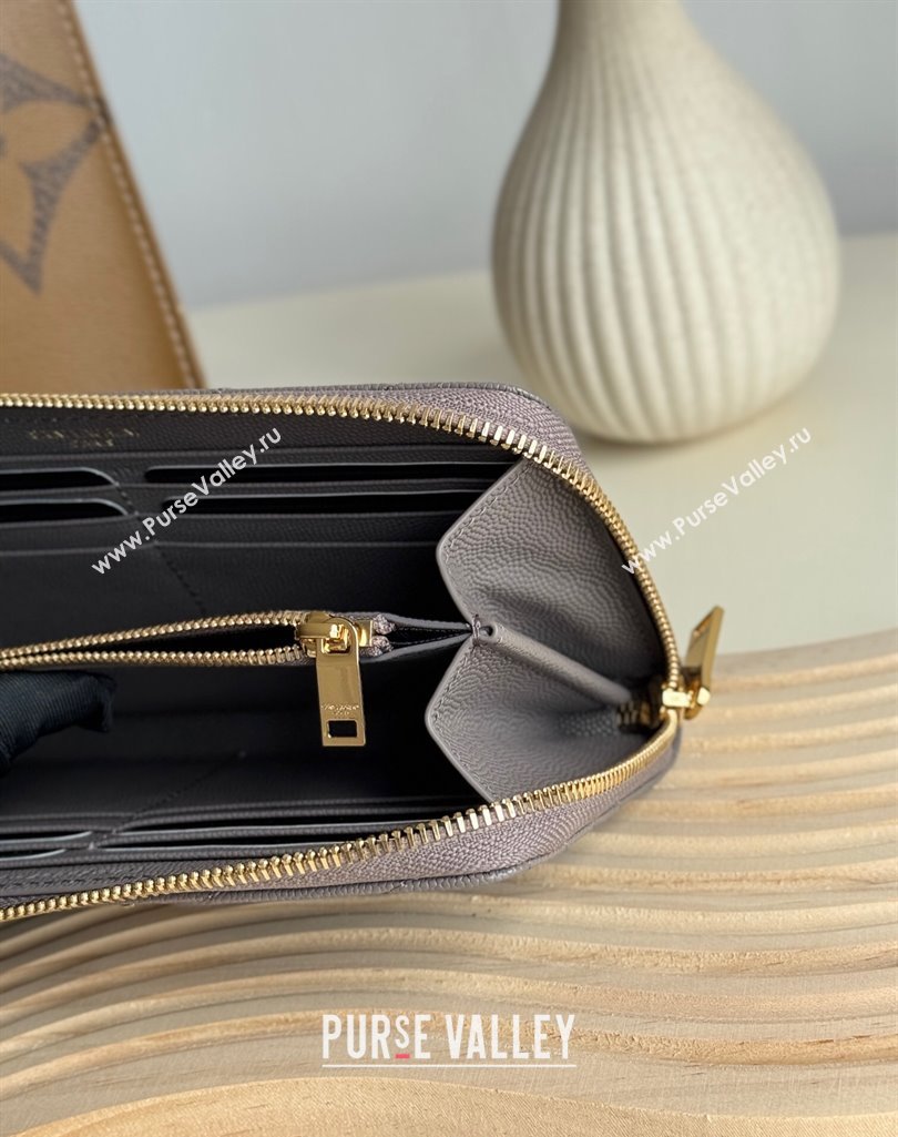 Saint Laurent Cassandre Matelasse Zip Around Wallet in Grained Leather 358094 Grey 2025 (YY-250409066)