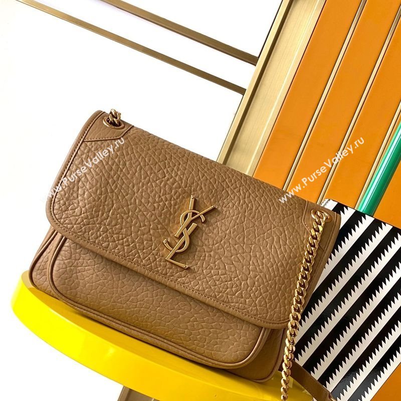 Saint Laurent Medium Niki Bag in Elephant-Grained Lambskin 633178 Caramel Brown 2025 (YY-250409070)
