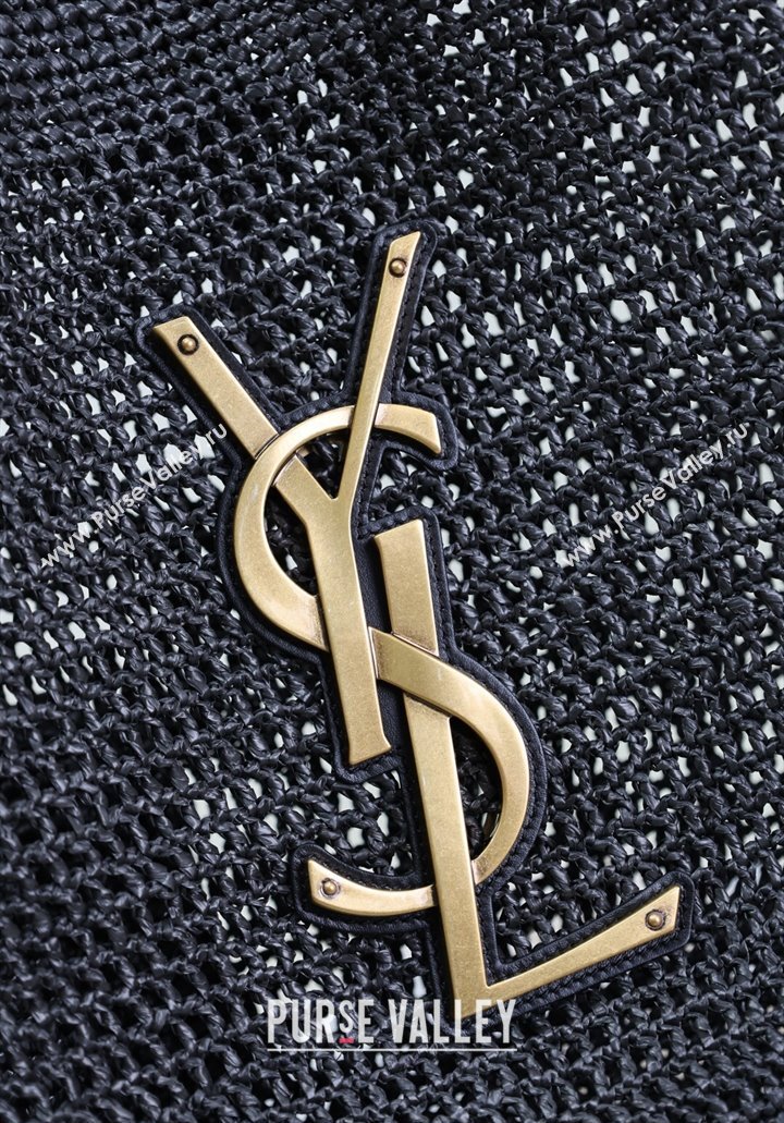 Saint Laurent Icare Maxi Shopping Bag in Woven Raffia Straw 698651 Black 2025 (YY-250409043)