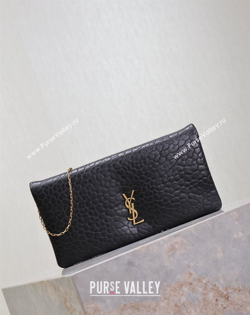 Saint Laurent Calypso Mini Bag in Elephant-Grained Leather 801772 Black 2025 (YY-250409077)
