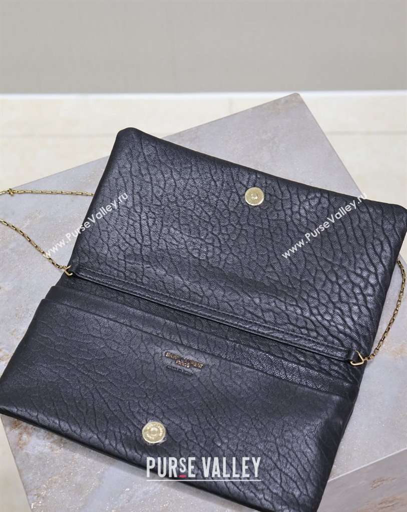 Saint Laurent Calypso Mini Bag in Elephant-Grained Leather 801772 Black 2025 (YY-250409077)
