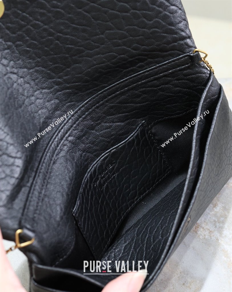 Saint Laurent Calypso Mini Bag in Elephant-Grained Leather 801772 Black 2025 (YY-250409077)