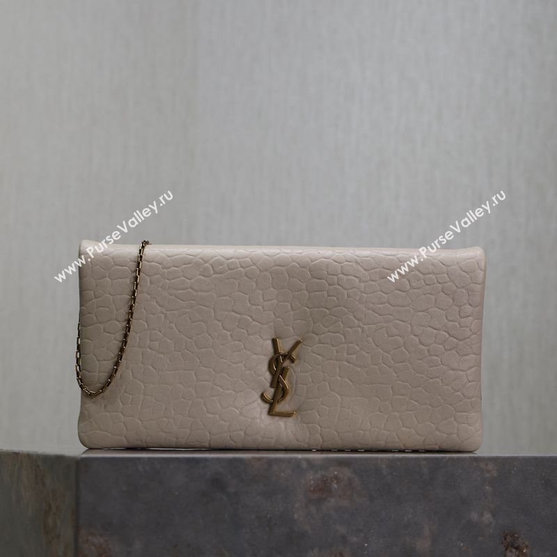 Saint Laurent Calypso Mini Bag in Elephant-Grained Leather 801772 White 2025 (YY-250409078)