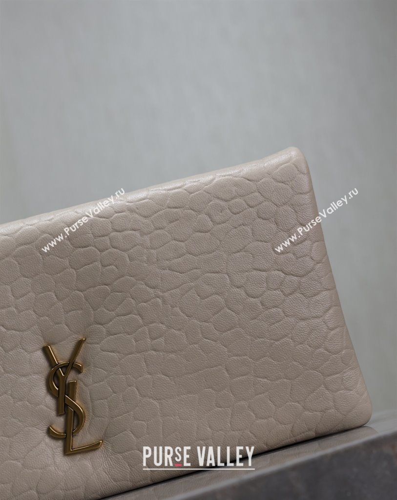 Saint Laurent Calypso Mini Bag in Elephant-Grained Leather 801772 White 2025 (YY-250409078)