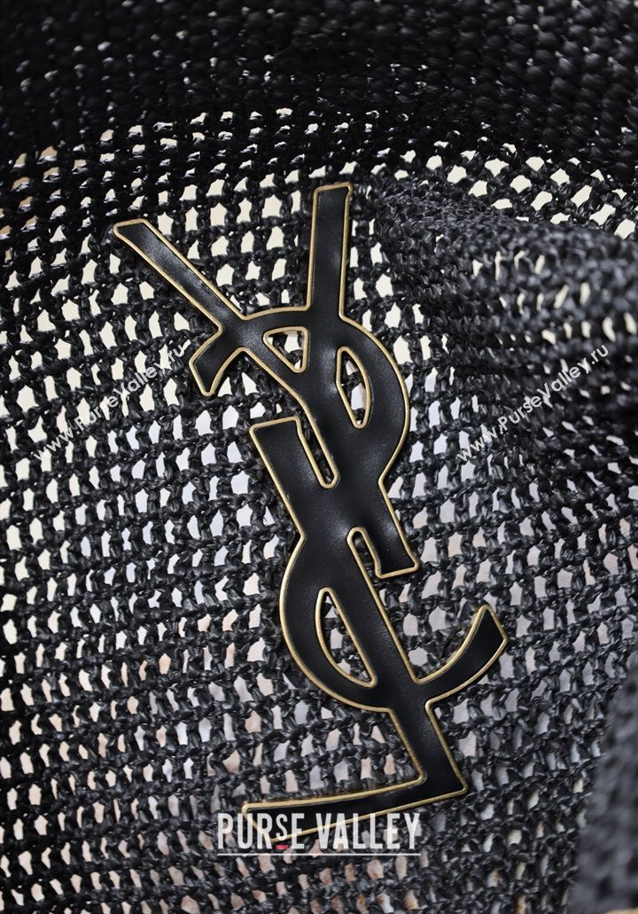 Saint Laurent Icare Maxi Shopping Bag in Woven Raffia Straw 698651 Black 2025 (YY-250409043)
