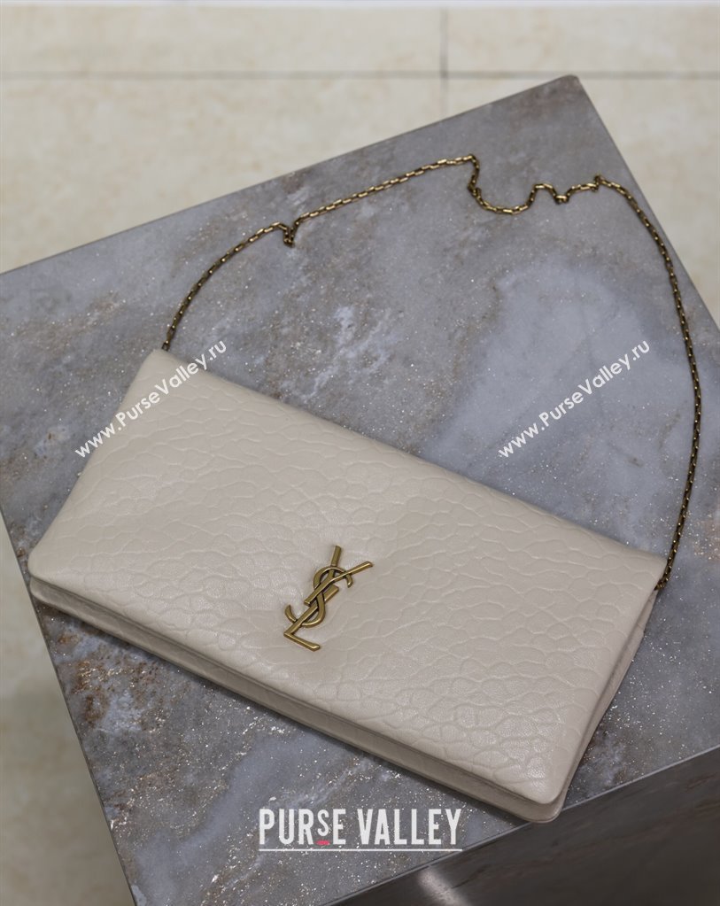 Saint Laurent Calypso Mini Bag in Elephant-Grained Leather 801772 White 2025 (YY-250409078)