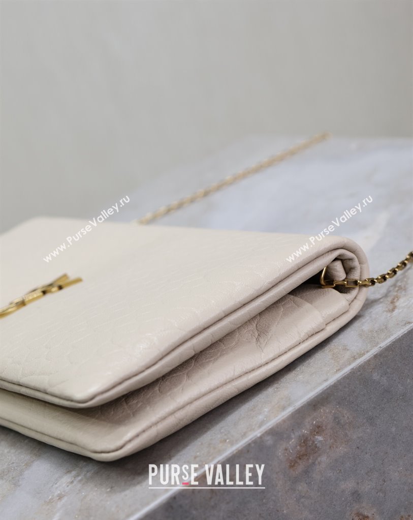 Saint Laurent Calypso Mini Bag in Elephant-Grained Leather 801772 White 2025 (YY-250409078)