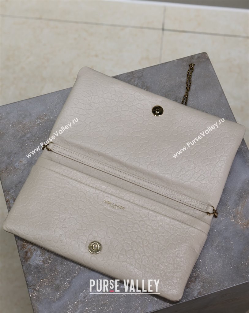 Saint Laurent Calypso Mini Bag in Elephant-Grained Leather 801772 White 2025 (YY-250409078)