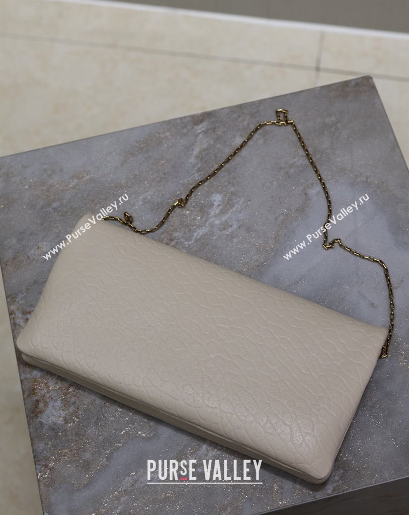 Saint Laurent Calypso Mini Bag in Elephant-Grained Leather 801772 White 2025 (YY-250409078)