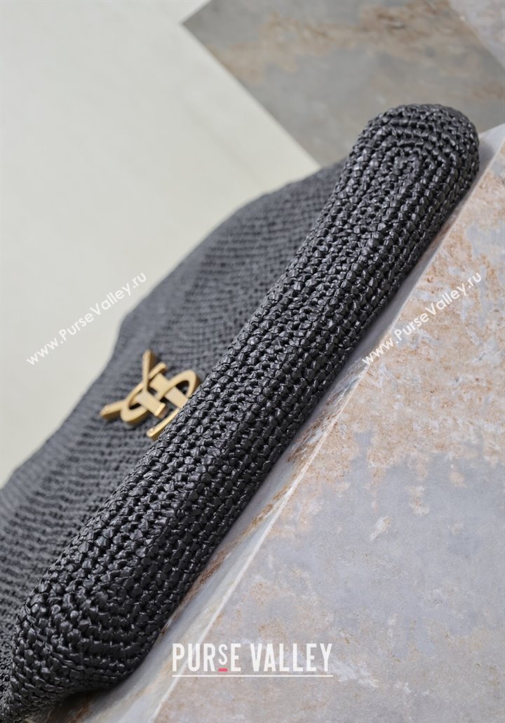 Saint Laurent Icare Maxi Shopping Bag in Woven Raffia Straw 698651 Black 2025 (YY-250409043)