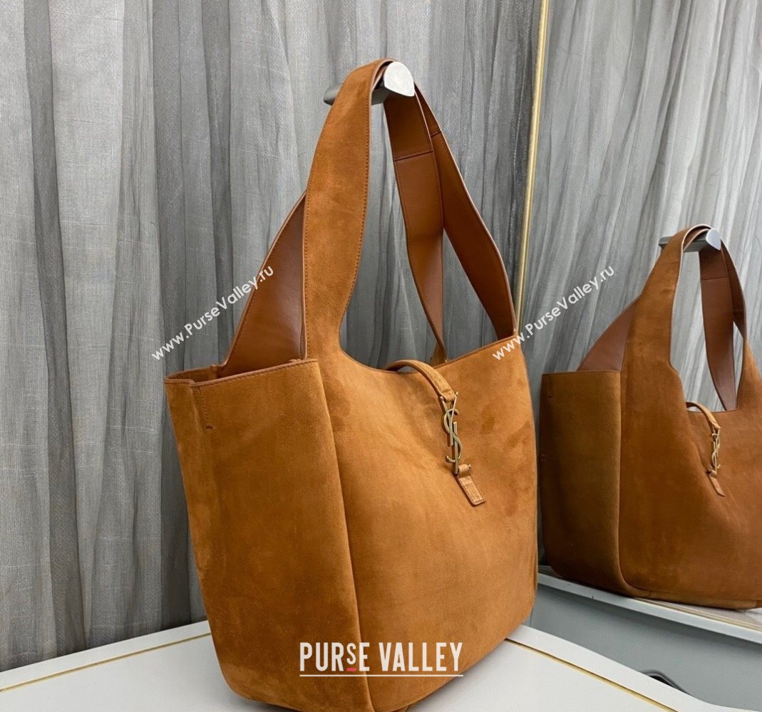 Saint Laurent Bea Tote Bag in Suede 763435 Brown2 2025 (nana-250409041)