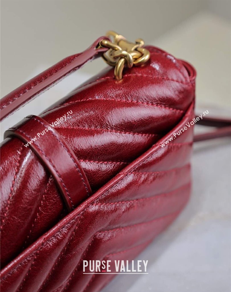 Saint Laurent College Mini Chain Bag in Oiled Leather 779430 Red 2025 (YY-250409094)