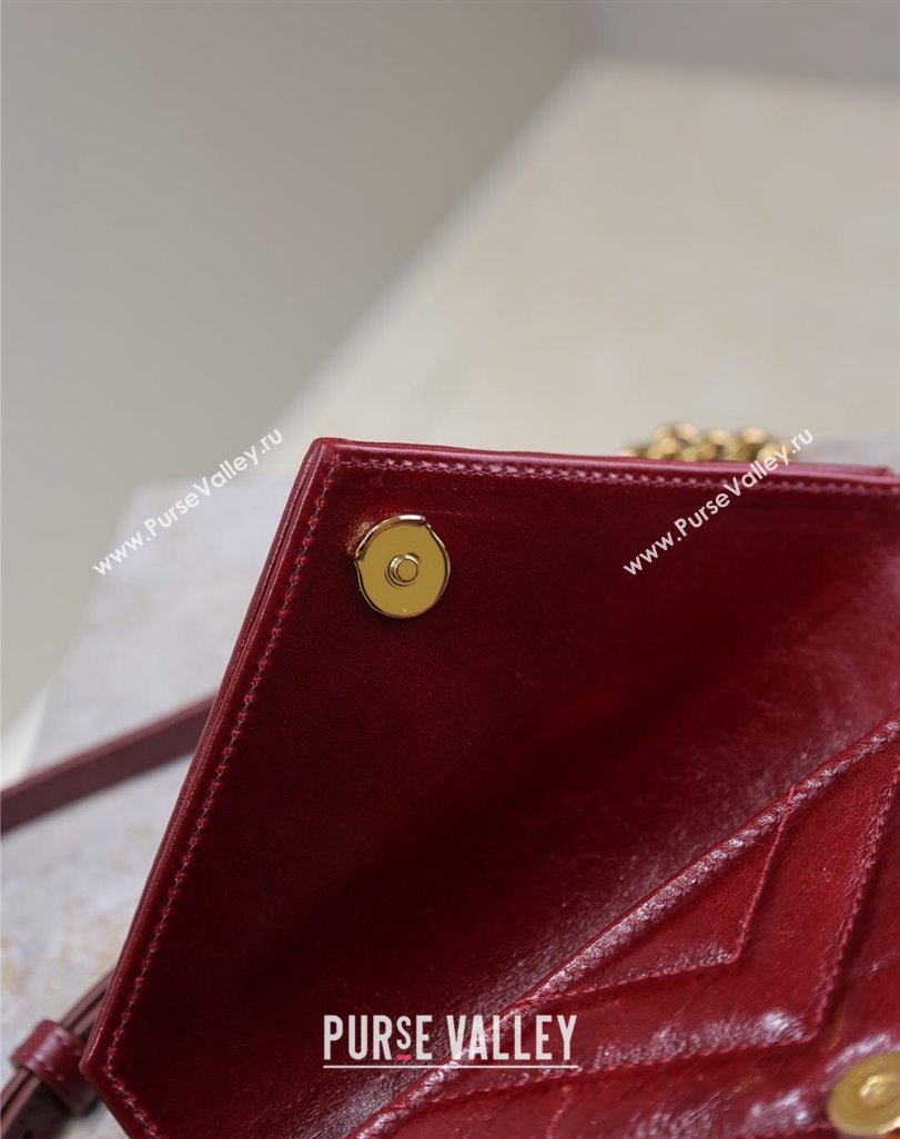 Saint Laurent College Mini Chain Bag in Oiled Leather 779430 Red 2025 (YY-250409094)