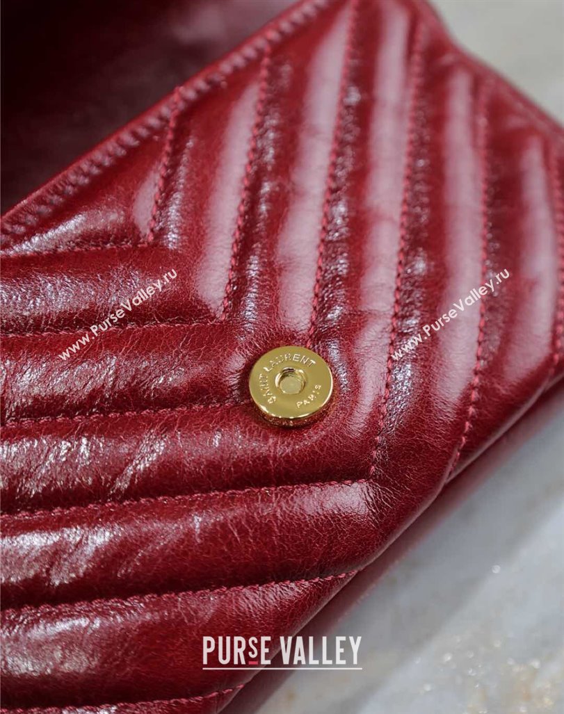 Saint Laurent College Mini Chain Bag in Oiled Leather 779430 Red 2025 (YY-250409094)