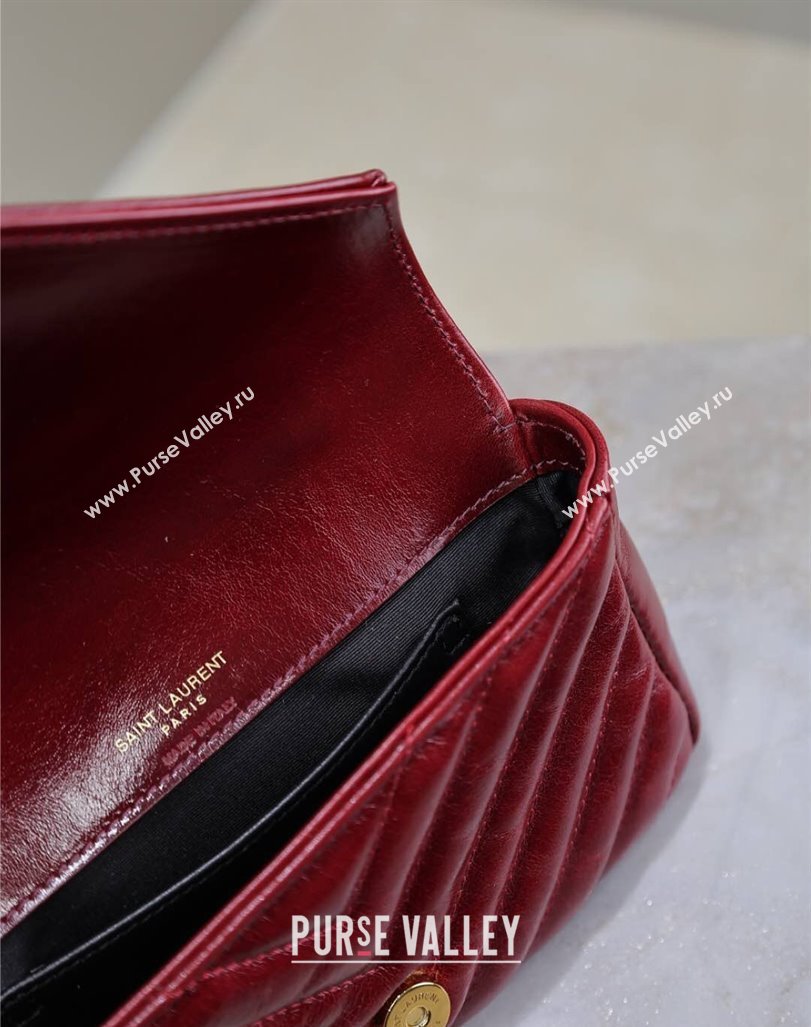 Saint Laurent College Mini Chain Bag in Oiled Leather 779430 Red 2025 (YY-250409094)