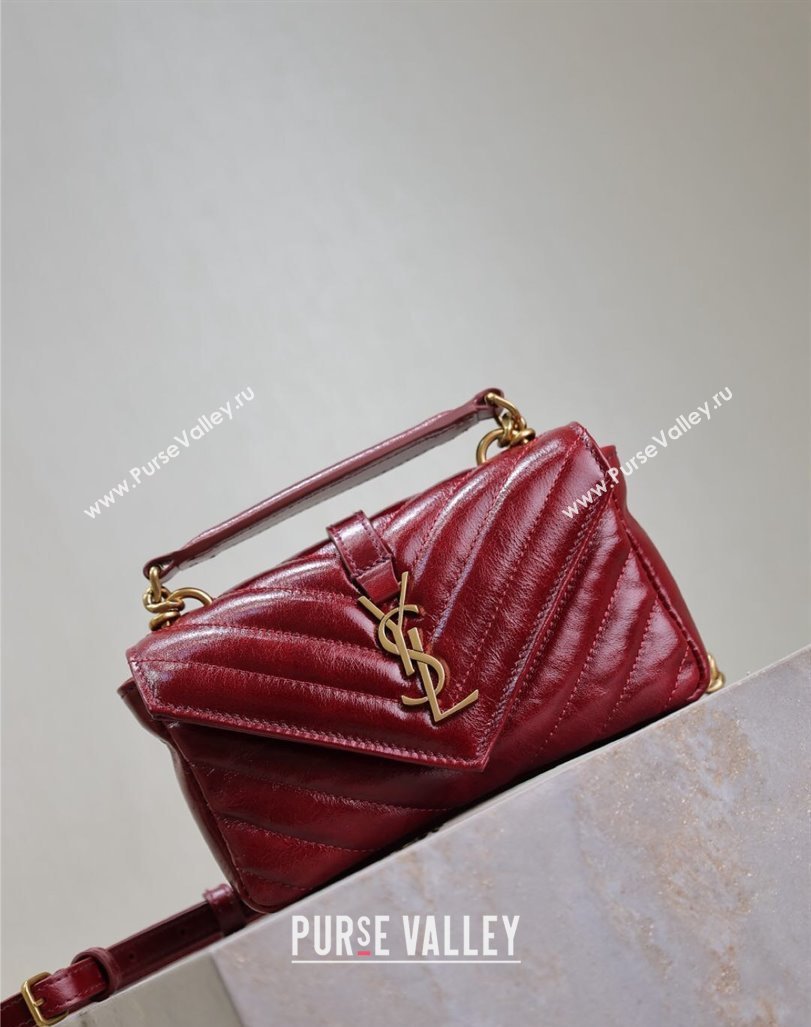 Saint Laurent College Mini Chain Bag in Oiled Leather 779430 Red 2025 (YY-250409094)