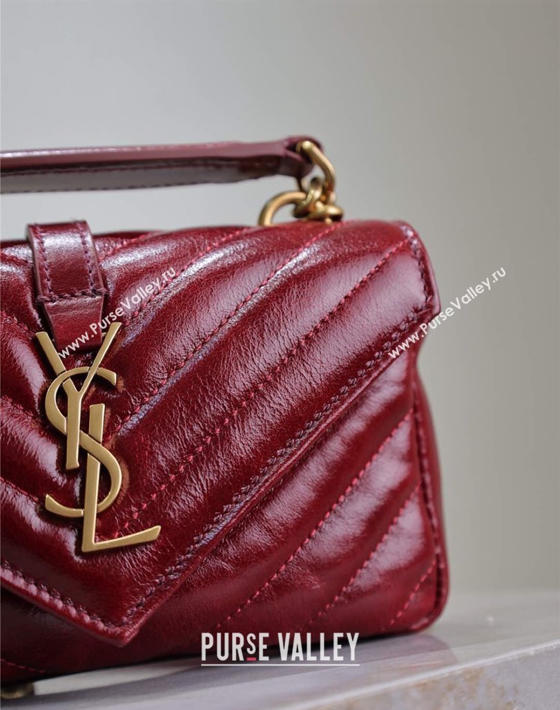 Saint Laurent College Mini Chain Bag in Oiled Leather 779430 Red 2025 (YY-250409094)