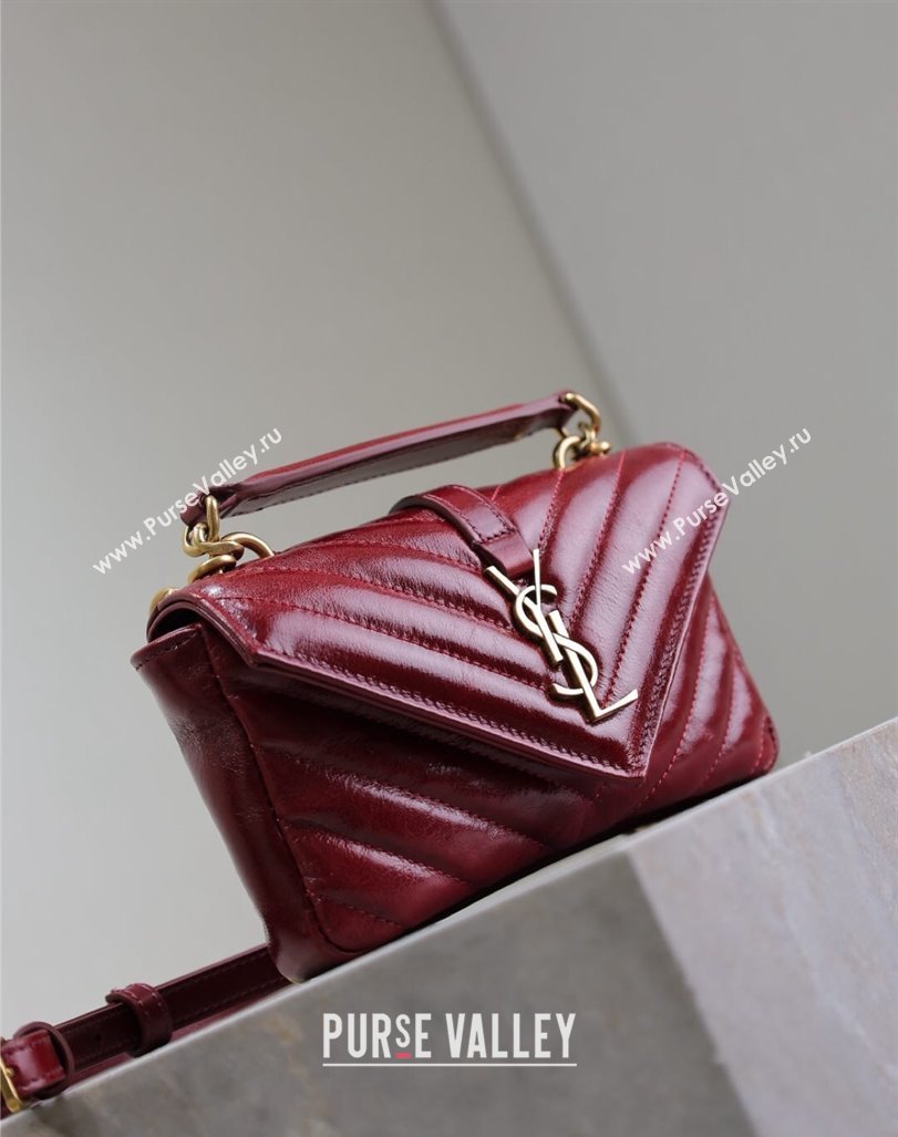 Saint Laurent College Mini Chain Bag in Oiled Leather 779430 Red 2025 (YY-250409094)