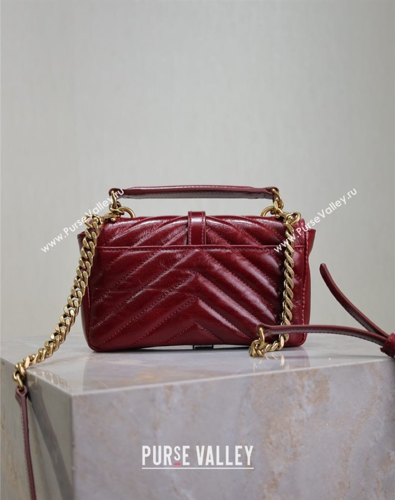 Saint Laurent College Mini Chain Bag in Oiled Leather 779430 Red 2025 (YY-250409094)