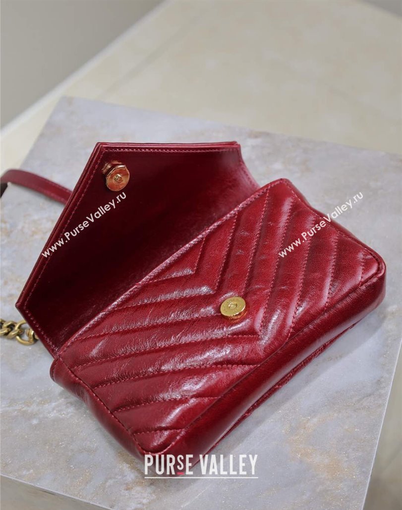 Saint Laurent College Mini Chain Bag in Oiled Leather 779430 Red 2025 (YY-250409094)