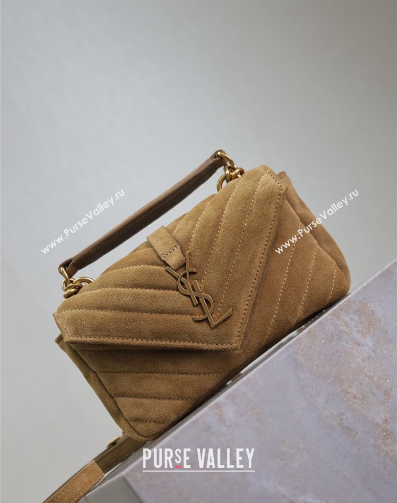 Saint Laurent College Mini Chain Bag in Suede Brown 779430 2025 (YY-250409096)