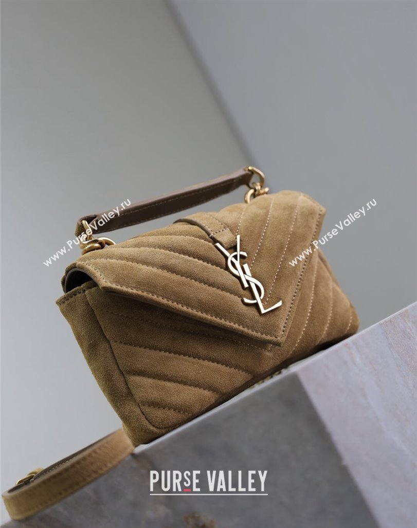 Saint Laurent College Mini Chain Bag in Suede Brown 779430 2025 (YY-250409096)