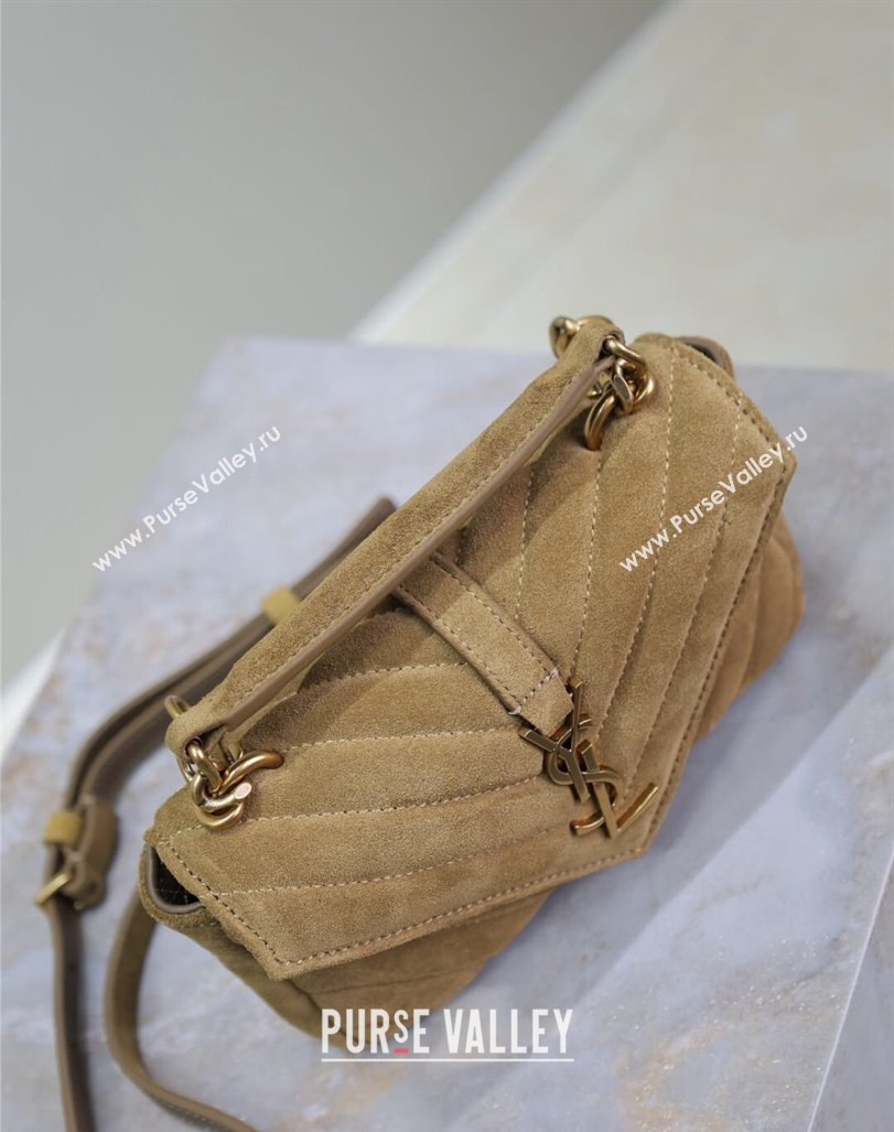 Saint Laurent College Mini Chain Bag in Suede Brown 779430 2025 (YY-250409096)