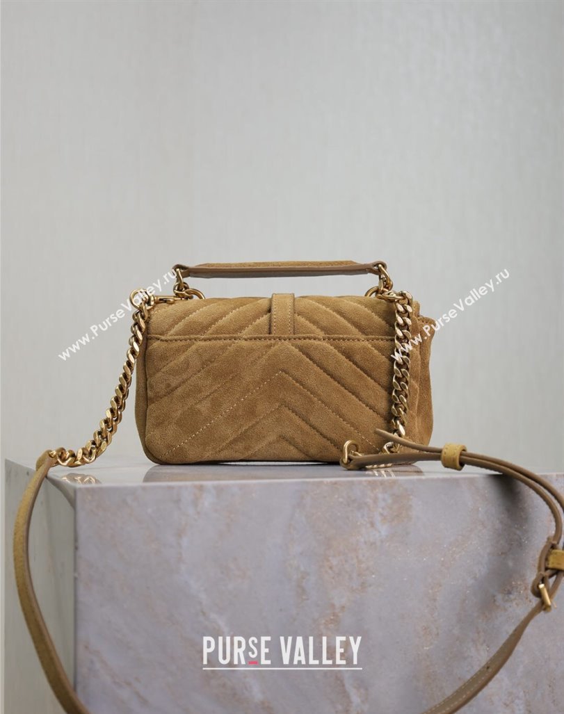 Saint Laurent College Mini Chain Bag in Suede Brown 779430 2025 (YY-250409096)