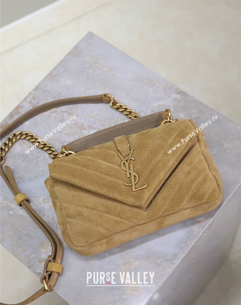 Saint Laurent College Mini Chain Bag in Suede Brown 779430 2025 (YY-250409096)