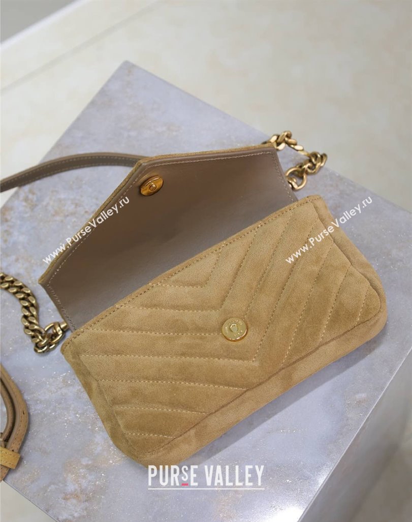 Saint Laurent College Mini Chain Bag in Suede Brown 779430 2025 (YY-250409096)
