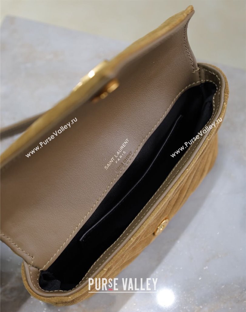 Saint Laurent College Mini Chain Bag in Suede Brown 779430 2025 (YY-250409096)