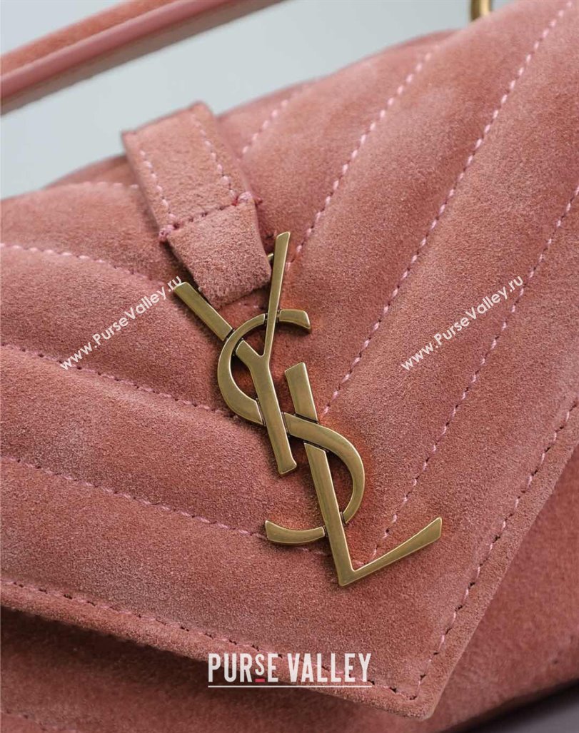 Saint Laurent College Mini Chain Bag in Suede Pink 779430 2025 (YY-250409097)