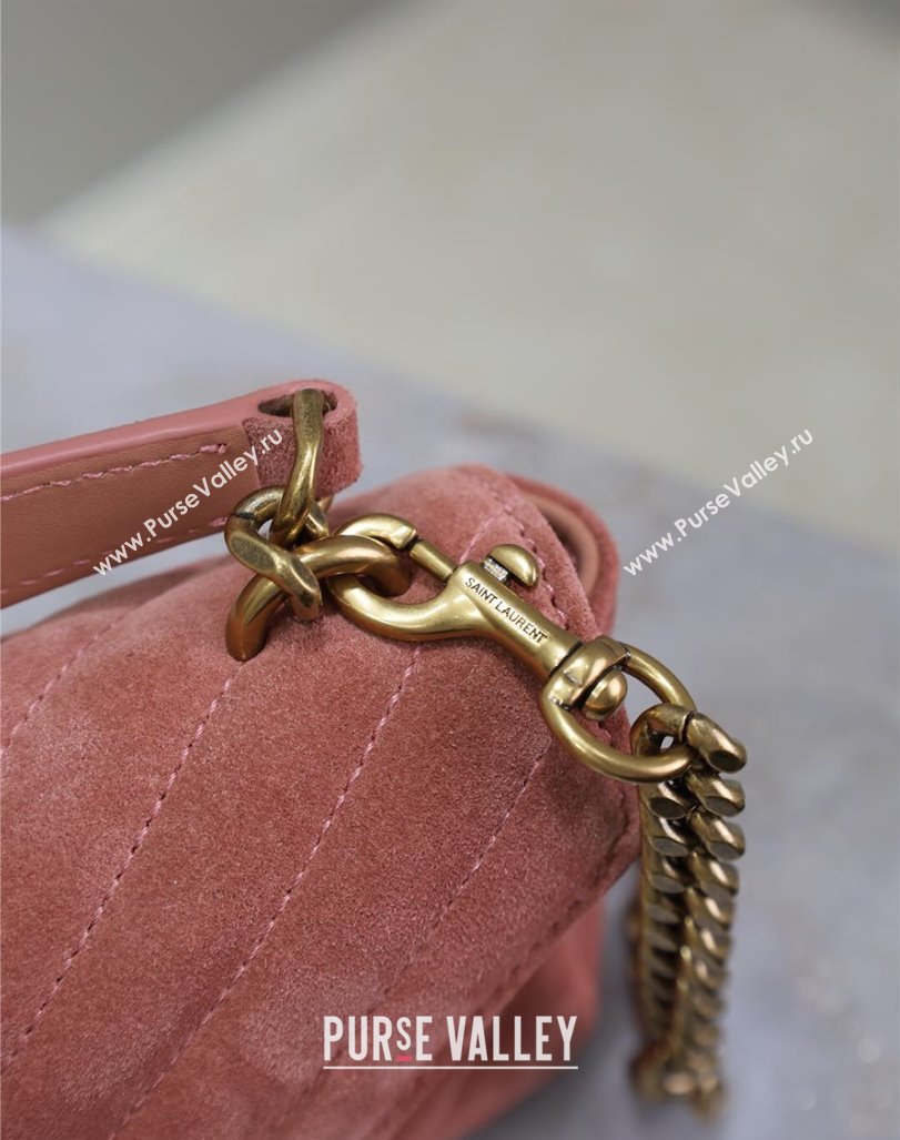 Saint Laurent College Mini Chain Bag in Suede Pink 779430 2025 (YY-250409097)
