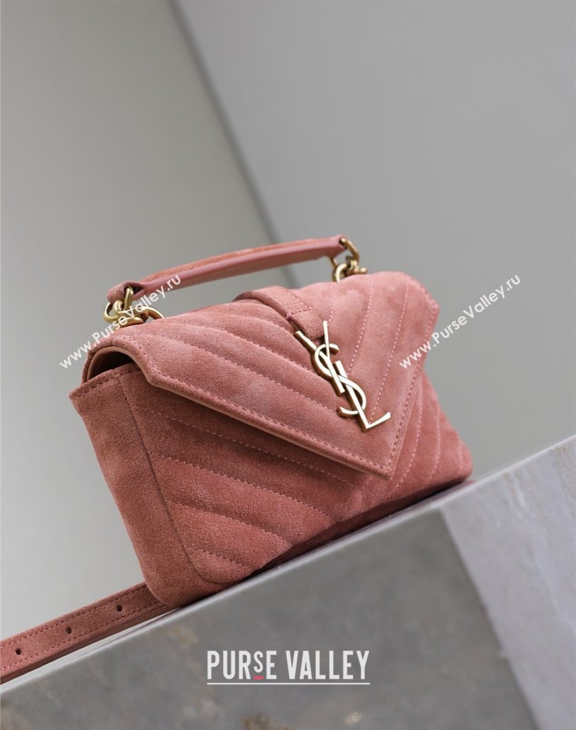 Saint Laurent College Mini Chain Bag in Suede Pink 779430 2025 (YY-250409097)