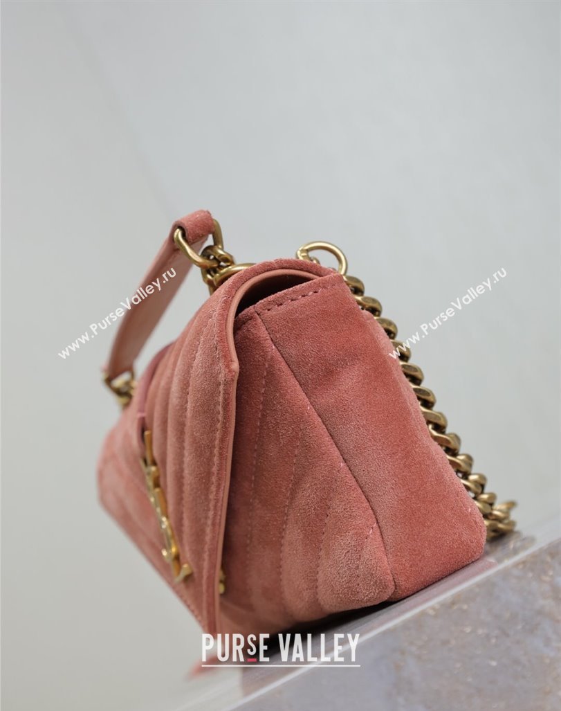 Saint Laurent College Mini Chain Bag in Suede Pink 779430 2025 (YY-250409097)