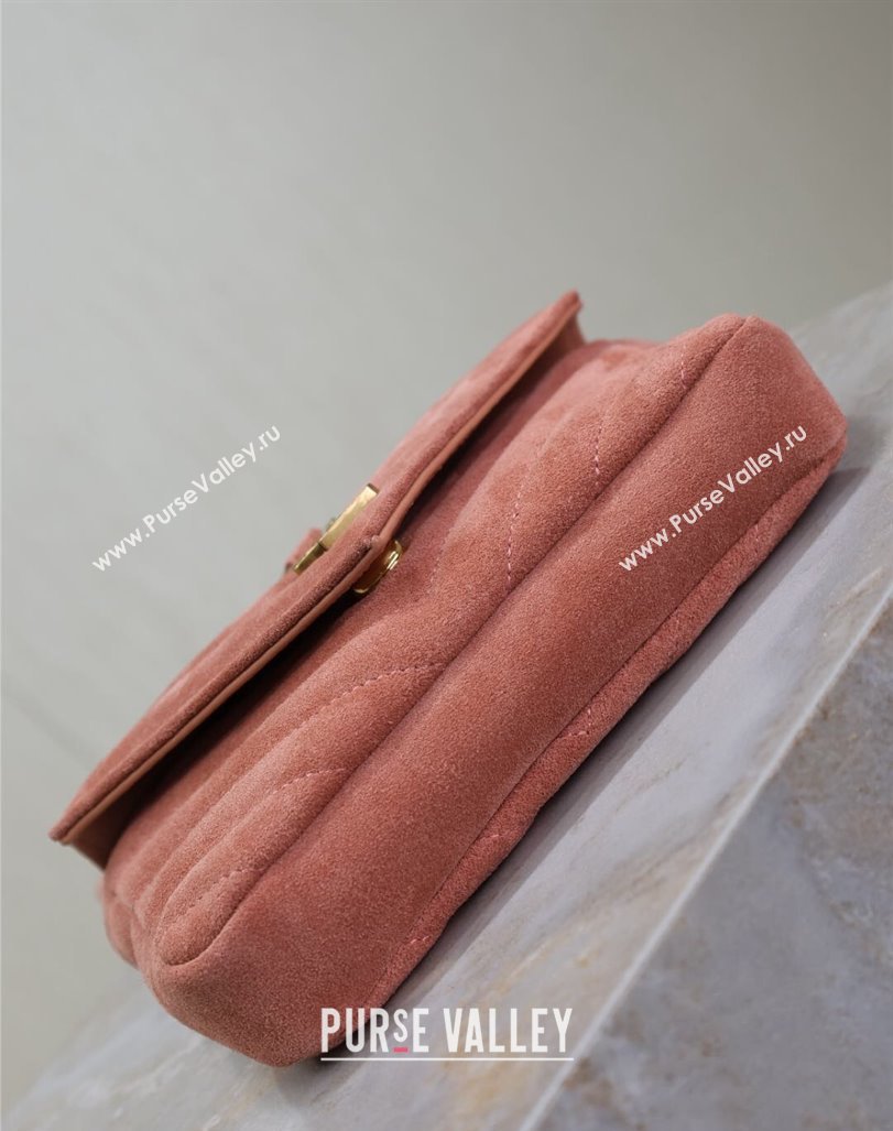 Saint Laurent College Mini Chain Bag in Suede Pink 779430 2025 (YY-250409097)
