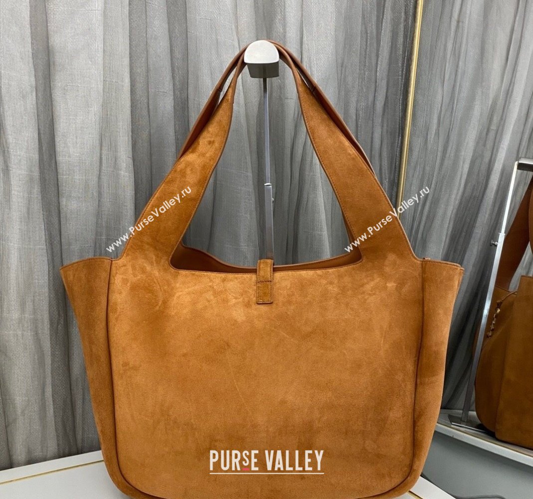 Saint Laurent Bea Tote Bag in Suede 763435 Brown2 2025 (nana-250409041)